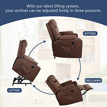 Load image into Gallery viewer, Esright Power Lift Chair Electric Recliner for Elderly Heated Vibration Massage Fabric Sofa Motorized Living Room Chair with Side Pocket and Cup Holders, USB Charge Port&Massage Remote Control, Brown