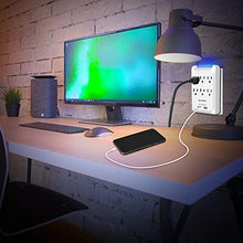 Load image into Gallery viewer, Kasonic Outlet Extender, 6-Outlet Wall Mount Surge Protector, 900 Joules Plug Power Strip with 2 USB 2.4A, Protection Indicator LED Light, Space Saving Design, ETL Certified(2 Pack)
