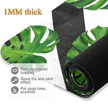 Load image into Gallery viewer, Baofu Tropical Leaves Non Slip Yoga Mat Exercise Fitness Eco Friendly Hot Mat Long TPE Foldable Natural Non-Toxic Pilates Mat with Carrying Bag 71"x26"