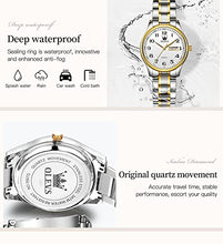 Load image into Gallery viewer, Small Dial Silver and Gold Watches for Women,Fashion Ladies Day and Date Watch,Stainless Steel Lady Wristwatch Large Number,OLEVS Waterproof Woman Watches Two Tone Dress Female Watch relojes de Mujer