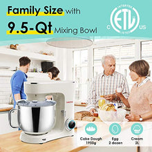 Load image into Gallery viewer, SanLidA Stand Mixer, 9.5 Qt. 10-Speed Electric Kitchen Mixer with Dishwasher-Safe Dough Hooks, Flat Beaters, Wire Whip & Pouring Shield Attachments for Most Home Cooks, SM-1551, Cream White