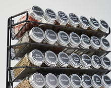 Load image into Gallery viewer, SpaceAid 4 Tier Spice Rack Organizer with 28 Spice Jars, 386 Spice Labels, Chalk Marker and Funnel Set for Cabinet, Countertop, Pantry, Cupboard or Door & Wall Mount