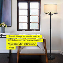 Load image into Gallery viewer, Brightech Elijah Modern Floor Lamp for Bedrooms – Mid Century Free Standing Light for Living Room or Office Bright Lighting — Tall Reading Indoor Pole Lamp with Drum Shade - With LED Bulb - Black