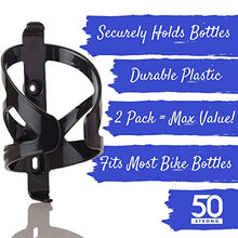 Load image into Gallery viewer, 50 Strong Bicycle Water Bottle Holder 2 Pack - Easy to Install Bike Cage - Made in USA (Black)