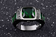 Load image into Gallery viewer, Aunyamanee Jewelry Shop Emerald Cut Size 8,9,10,11 Man's Black 18K Gold Filled AAA Emerald Wedding Rings (10)