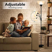 Load image into Gallery viewer, Floor Lamp - Standing Lamp, 9W+4W Energy Saving LED Bulbs, Torch Lamp with Adjustable Reading Lamp, 3000K Warm White, LED Floor Lamps for Bedroom, Living Room, Office, Working, Reading