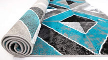 Load image into Gallery viewer, GLORY RUGS Area Rug Abstract Diamond Modern Modern Distressed Carpet Bedroom Living Room Contemporary Dining Accent Sevilla Collection 5504A (8x10, Turquoise)
