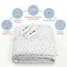 Load image into Gallery viewer, Heated Mattress Pad Queen Dual Control with Ventilated Technology, 100% Polyester Heated Mattress Cover with 4 Heating Levels & 10 Hours Auto Off, Fast Heating & Machine Washable