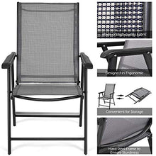 Load image into Gallery viewer, Giantex 2-Pack Patio Folding Chairs Portable for Outdoor Camping, Beach, Deck Dining Chair w/Armrest, Patio Chairs Set of 2, Grey