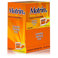 Load image into Gallery viewer, Motrin IB, Ibuprofen 200mg Tablets for Fever, Aches & Pain Relief, 50 Travel Packs of 2, 100 ct