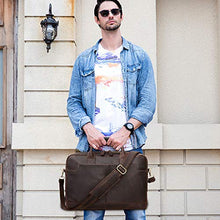 Load image into Gallery viewer, Jack&Chris Genuine Brown Leather Briefcase Bag Mens Messenger Bag 14 inch Leather Laptop Bag for Men, NM1864-5