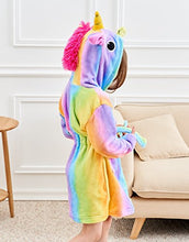 Load image into Gallery viewer, Doctor Unicorn Soft Unicorn Hooded Bathrobe Sleepwear - Unicorn Gifts for Girls (Rainbow, 6 Years)