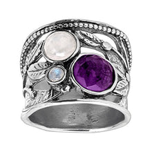 Load image into Gallery viewer, Silpada 'Heavenly' 3 ct Moonstone & Natural Amethyst Ring in Sterling Silver, Size 8