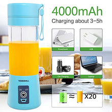 Load image into Gallery viewer, Portable Blender, Personal Size Blender USB Rechargeable with 6 Blades for Shakes and Smoothies, Mini Blender with 13oz Jucie Cup for Sports,Travel,Gym,home and office Blue