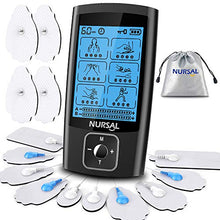 Load image into Gallery viewer, NURSAL Dual Channel EMS TENS Unit 24 Modes Muscle Stimulator for Pain Relief & Muscle Strength with 14 Pads, Rechargeable TENS Machine Pulse Massager with Storage Pouch/Pads Holder/Lanyard/Cable Ties