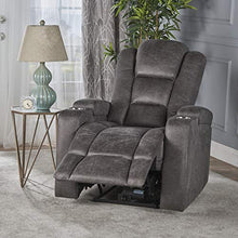 Load image into Gallery viewer, Christopher Knight Home Emersyn Tufted Microfiber Power Recliner with Arm Storage and USB Cord, Slate / Black