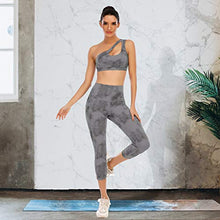 Load image into Gallery viewer, OUYISHANG One Shoulder Sports Bra,Yoga Bra,Workout Bras for Women,Running Sports Bras for Women,Tie Dye BrasY023-grey tie dye-S