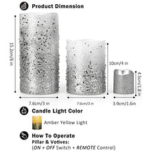 Load image into Gallery viewer, FURORA LIGHTING Silver Glitter Flameless Candles Battery Operated, Remote Controlled Pillar Candles and Votive Candles Bundle with 6 Pack Flickering Taper Candles Battery Operated with Timer