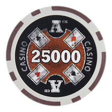 Load image into Gallery viewer, Brybelly Ace Casino Poker Chip Heavyweight 14-Gram Clay Composite – Pack of 50 ($25000 Brown)