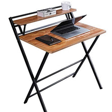 Load image into Gallery viewer, JIWU 2-Style Folding Desk for Small Space, Home Corner Desks Simple Computer Desk with Shelf, Folding Laptop Table