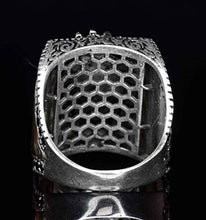 Load image into Gallery viewer, 925 Sterling Silver Men Ring, Yemeni Agate Natural Gemstone, (similar to stone will be sent) Free Express Shipping