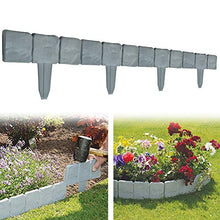Load image into Gallery viewer, Garden Plastic Fence Edging - 10 or 20 pcs Cobbled Stone Effect Lawn Edging Plant Border Palisade Trellis - DIY Decorative Flower Grass Bed Border for Landscaping Walkways (Gray 20 pcs)