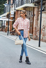 Load image into Gallery viewer, Kids Girls Long Sleeves Button Down Gingham Plaid Flannel Shirt Tops for Toddlers Baby and Little Girls, Pink White Plaid, 11-12 Years/Tag 180