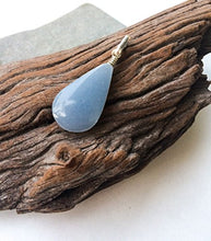 Load image into Gallery viewer, Tiny Celestite sterling Silver Handmade pendant, Teardrop shape