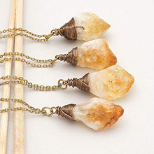 Load image into Gallery viewer, Raw Citrine Crystal Antique Bronze Long Chain Pendant Necklace 24 Inches