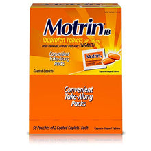 Load image into Gallery viewer, Motrin IB, Ibuprofen 200mg Tablets for Fever, Aches & Pain Relief, 50 Travel Packs of 2, 100 ct