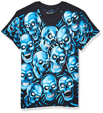Load image into Gallery viewer, Liquid Blue unisex adult Skull Pile Blue Fantasy All Over Print Short Sleeve T-shirt T Shirt, Black, Large US