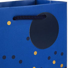Load image into Gallery viewer, Hallmark Holiday Gift Bags Assorted Sizes (8 Bags: 3 Small 6", 3 Medium 9", 2 Large 13") Navy Blue and Gold Dots, Diamonds and Starry Snowflakes for Christmas, Hanukkah, Weddings, Graduations and More