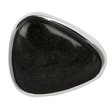 Load image into Gallery viewer, NOVICA Obsidian .925 Sterling Silver Cocktail Ring 'Asymmetrical Black'