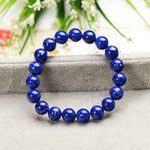 Load image into Gallery viewer, Handmade Lapis Lazuli Bracelet - Gemstone Bracelet - Bead Stretch Bracelet - Friendship Bracelet - Blue Stone Focus Bracelet (8mm)