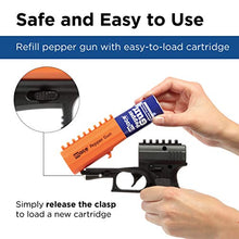 Load image into Gallery viewer, Mace Brand Self Defense Pepper Spray Gun 2.0 – Accurate 20’ Powerful Pepper Spray, Leaves UV Dye on Skin, Integrated LED Light Enhances Aim, Great Self-Defense – Replaceable Cartridge (80406), Black