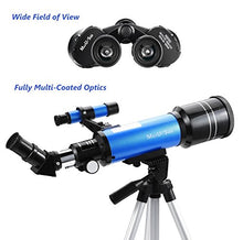 Load image into Gallery viewer, MaxUSee Travel Scope with Backpack - 70mm Refractor Telescope & 10X50 HD Binoculars Bak4 Prism FMC Lens for Moon Viewing Bird Watching Sightseeing
