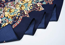 Load image into Gallery viewer, 40" Women Twill Satin Polyester Silk Feeling Square Hair Wrapping Sleeping Square Scarfs Baby Blue Paisley Totem Pattern