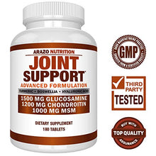 Load image into Gallery viewer, Glucosamine Chondroitin Turmeric MSM Boswellia - Joint Support Supplement for Relief 180 Tablets - Arazo Nutrition