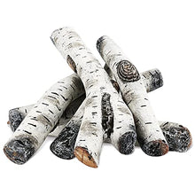 Load image into Gallery viewer, Uniflasy Gas Fireplace Logs, 6pcs Ceramic White Birch Wood Firepit Gas Logs for Firebowl, Vented, Gel, Ventless, Electric, Gas Inserts, Propane, Indoor or Outdoor Gas Fireplace Fire Pit, Logs Decor