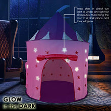 Load image into Gallery viewer, Gift for Girls, Princess Tent with Tunnel, Kids Castle Playhouse & Princess Dress up Pop Up Play Tent Set, Toddlers Toy Birthday Gift Present for Age 3 4 5 6 7 Years, Glow in The Dark Stars, Indoor