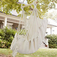 Load image into Gallery viewer, WBHome Extra Large Hammock Chair Swing with Hardware Kit, Hanging Macrame Chair Cotton Canvas, Include Carry Bag & Two Soft Seat Cushions, for Bedroom Indoor Outdoor, Max. Weight 330 Lbs (Beige)