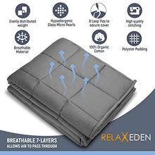 Load image into Gallery viewer, RELAX EDEN Adult Weighted Blanket W/Removable, Washable Duvet Cover| 15 lbs, 60”x 80” Size| Heavy Glass Micro-Beads| Supreme Sleeping Comfort for Adults| Hot & Cold Sleeping| 100% Soft Cotton Build