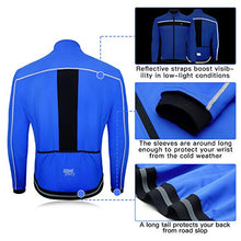 Load image into Gallery viewer, Souke Sports Men’s Winter Warm Cycling Jacket Windproof Running Water Resistant Thermal Breathable Softshell Windbreaker Reflective for Bike Riding Blue(Blue,X-Large)