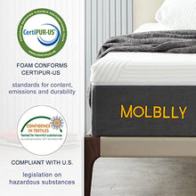 Load image into Gallery viewer, Molblly 12 Inches Queen Size Mattress, Gel Memory Foam Mattress in a Box, Back Pain Relief & Cool Bed,10-Year Support Mattress, Ultimate Motion Isolation, Fiberglass Free, Premium Queen Bed