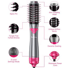 Load image into Gallery viewer, Brightup Hair Dryer Brush, Blow Dryer Brush, Hair Dryer & Volumizer Styler Hot Air Brush, Negative Ionic Electric Hair Dryer & Curler Straightener Brush, Detachable Brush & Interchangeable Brush Head
