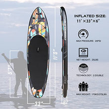 Load image into Gallery viewer, Underice Black Carbon Inflatable Stand Up Paddle Board, 11'33"6" Advanced SUP with Oversize Thick Backpack,9" Super-Easy Fins, 3-Piece Paddle, 10' Strong Safety Leash, Faster Inflate and Deflate Pump