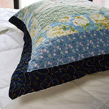 Load image into Gallery viewer, KASENTEX 100% Cotton Sham Floral Patchwork Design, Soft & Machine Washable, Two Standard Shams 20x26, Coastal Blue