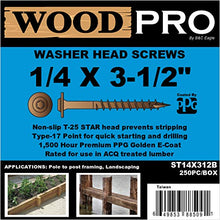 Load image into Gallery viewer, WoodPro Fasteners ST14X312B 1/4-Inch by 3-1/2-Inch Length Round Washer Head Exterior Wood Screws, 250-Pack