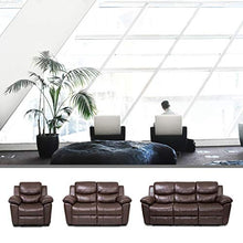 Load image into Gallery viewer, JUNTOSO 3 Pieces Recliner Sofa Sets Bonded Leather Lounge Chair Loveseat Reclining Couch for Living Room - Chocolate