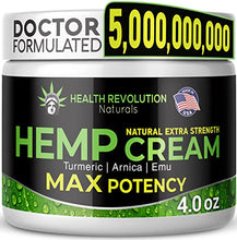 Load image into Gallery viewer, Extra Strength Hemp Cream Pain Relief Rub – Only 3rd Party Tested Product To Verify Strength/Results. All Natural for Nerve-Sciatic, Muscle, Back Pain & Inflammation, with Arnica, MSM, Emu, Turmeric